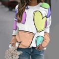 thumbnail image 2 of VALMASS Chandails en Molleton de la Saint-Valentin pour Femmes Manches Longues Col Rond Décontracté Mode Ample Blouses (L, Blanc-B), 2 of 4