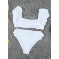 thumbnail image 5 of Womens Cute Solid Bubble Sleeves High Waisted Two Piece Bikini Swimsuit,White,S, 5 of 5
