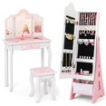 thumbnail image 1 of Costway Kids Vanity Set Princess Makeup Dressing Table & Chair Set with Jewelry Armoire White, 1 of 10