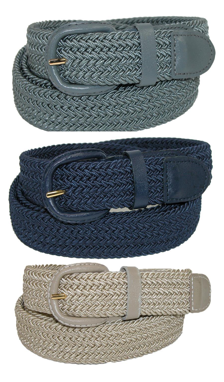 CTM® Ceinture Tressée Élastique Extensible (Lot de 3 Couleurs) (pour Hommes)