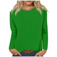 thumbnail image 1 of Timegard Womens Tops Long Sleeve Round Neck Solid Color Basic Tee Fall Casual Comfy Loose Tops Blouse, 1 of 5