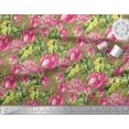 thumbnail image 2 of Soimoi Poly Georgette Fabric Parrot,Leaves & Lotus Floral Print Fabric by Yard 42 Inch Wide, 2 of 3