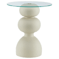 thumbnail image 1 of Bouclair Beige Side Table with Glass Top, 1 of 6