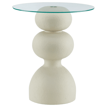 Bouclair Beige Side Table with Glass Top