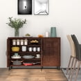 thumbnail image 2 of Costway Buffet Bahut à 3 Portes Armoire de Rangement Crédence Console Tablette Réglable Brun, 2 of 10