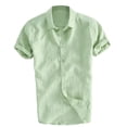 thumbnail image 5 of Mens Linen Short Sleeve Summer Solid Shirts Casual Loose Dress Soft Tops Tee, 5 of 5