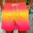 thumbnail image 4 of RKSTN Mens Swim Trunks Color Blocked Print Novel Ultra Plus Size Elastic Waistband Drawstring Comfortable 5 Inseam Summer Beach Breathable Vacation Shorts with Pockets, 4 of 9
