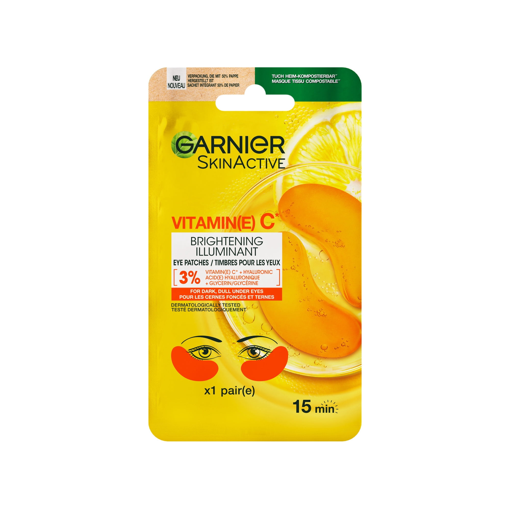 GARNIER Vitamine C Timbres Illuminants Yeux, 1 Paire