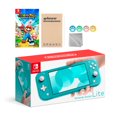 thumbnail image 1 of Nintendo Switch Lite Turquoise with Mario Rabbids Kingdom Battle and Mytrix Accessories NS Game Disc Bundle Best Holiday Gift, 1 of 5