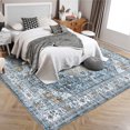 thumbnail image 3 of Garvee 5'x7' Vintage Distressed Area Rugs Living Room Rug, Washable Retro Medallion Rug Non-Slip Stain Resistant Indoor Carpet for Bedroom Home Office, Blue, 3 of 8