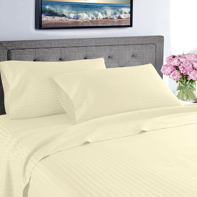 EIGTHTAIL Fresh Linen Collection 600 Thread Count Hotel Striped 100% Egyptian Quality Cotton Deep Pocket Sheet Set (King Gray)