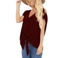 thumbnail image 3 of Pompotops T-Shirt Ample à Manches Courtes Col en V Uni pour Femmes avec Poche, 3 of 9