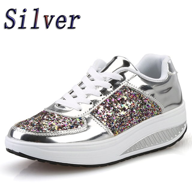 LSLJS Espadrilles Compensées pour Femmes Dames Chaussures à Paillettes Mode Chaussures de Sport pour Filles, Espadrilles pour Femmes