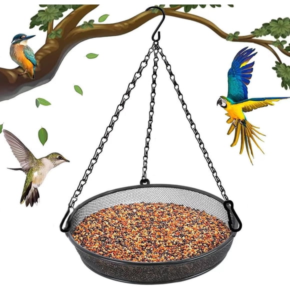 Metal Hanging Bird Feeder Tray | Decorative Garden Feeder Net for Birds | Attracts Finches & Hummingbirds | Outdoor Yard & Patio Decor | 1 Pack