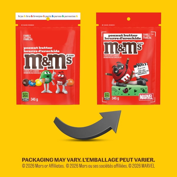 M&M’S, bonbons choc. lait, beurre arach., pour plats à bonbons, 345g