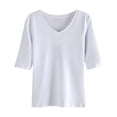 thumbnail image 3 of Casual Women's V Neck Short Sleeve T Shirt Comfortable Basic Top for Everyday Use in Spring and Fall, 3 of 3