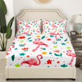 thumbnail image 3 of YST Flamingo Sheets Pink Animal Full Sheet Set For Girls Kids Cute Flower Animal Sheet Set, Wild Animal Bedding Set Botanical Flower Pattern 3D Top Fitted Sheet With 2 Pillow Cases, 3 of 5