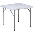 thumbnail image 1 of Table carrée pliante de 34 po en plastique blanc granite, 1 of 9
