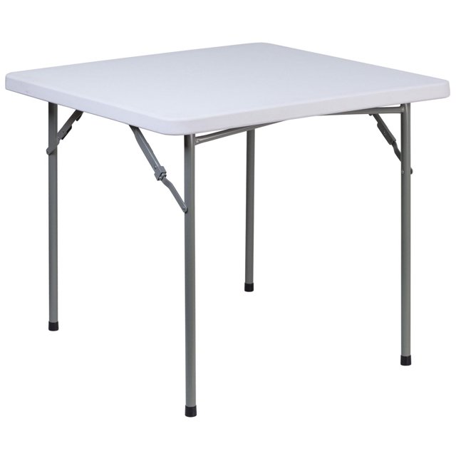 Table carrée pliante de 34 po en plastique blanc granite