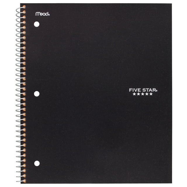 Five Star® 1 Subject 200pg Quad Notebook, Black