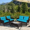 thumbnail image 3 of Gymax 4PCS Rattan Patio Conversation Set Cushioned Outdoor Furniture Set, 3 of 9
