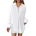 thumbnail image 1 of breaise Ensemble 2 Pcs pour Femme, Blouse à Manches Longues Boutonnée et Short, Ensemble de Survêtement, Ensembles de Détente Mignons, Blanc, M, 1 of 7