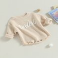 thumbnail image 3 of Nouveau-né Bébé Garçons Filles Pull Rompers Lettre Col Rond Manches Longues Tricot Combinaisons Automne Vêtements Bodysuits, 3 of 7