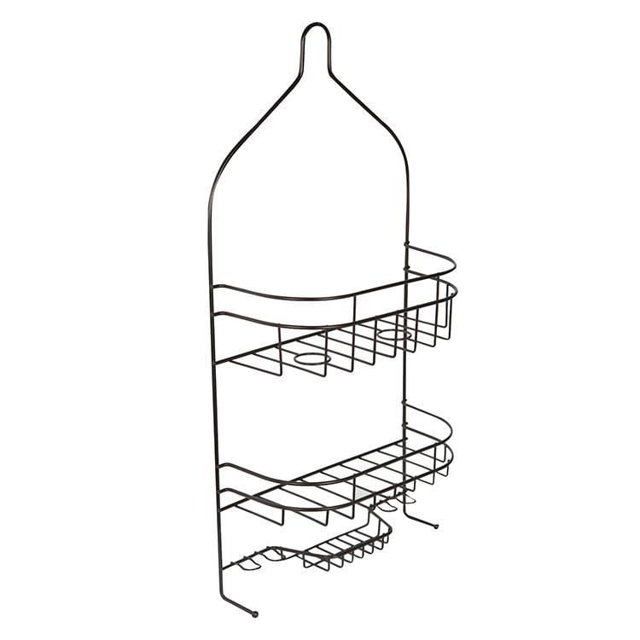 era David Shower Caddy with suction cups in Classic Oil Rubbed finish, two-tier metal wire frame with soap dish and hooks, designed to hang over shower head for bathroom storage and organization, ideal for holding bath essentials