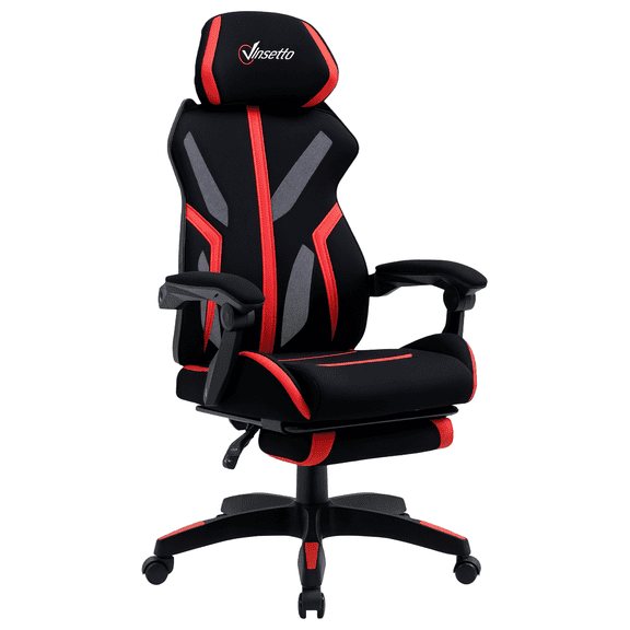 Vinsetto Chaise de Travail Pivotante en Maille pour Bureau, Fauteuil Inclinable avec Soutien Lombaire, Rouge
