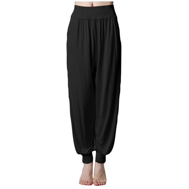 Dealovy Yoga Pants Womens High Waisted Belly Control Workout Running Sweatpants Solid Color Jogger Trousers