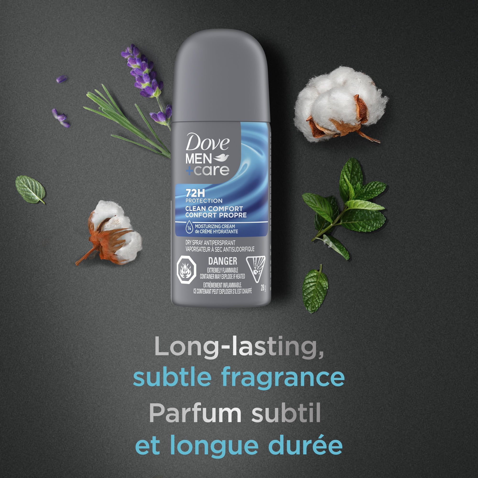 Dove Men+Care Antisudorifique en Vaporisateur à Sec Confort Propre Protection 72 H, 28 g