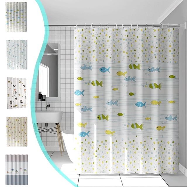 Sentmoon Bathroom Shower Curtain Bathroom Thickened Shower Curtain Waterproof Shower Curtain Rod Suit Waterproof Cloth Punch-free Bathroom Partition Curtain for Bathroom and Shower