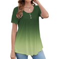 thumbnail image 2 of Baberdicy Ruched Tunic Tops for Women - Casual Short Sleeve Blouses (Leggings Matching, Spring/Summer Outfits) Green L, 2 of 5