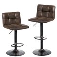 thumbnail image 2 of Gymax Set of 2 Adjustable Bar Stools Swivel Bar Chairs Bistro Pub Counter Retro Brown, 2 of 10