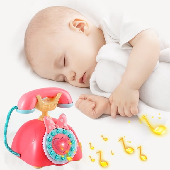 WLOELOEW Rouge Nouvelle Musique Princesse Jouets Téléphone Chinois et Anglais Apprentissage Éducation Précoce Téléphone Fixe Jouets pour Hommes et Femmes