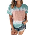 thumbnail image 2 of pxiakgy T-Shirts pour Femmes Printemps Été Décontracté Col Rond Manches Courtes Imprimé Grande Taille Haut T-Shirts Femmes Bleu Ciel + 3TG, 2 of 7