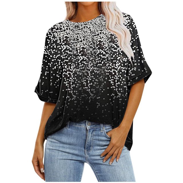 Pisexur Hauts pour Femmes Mode Décontractée Manches Courtes Col Rond T-Shirts Confortables Amples Imprimé Floral Blouses Printemps Été Hauts Élégants Imprimés Graphiques Grandes Tailles Tops de Sortie P-5TG