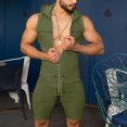 thumbnail image 2 of DPTALR Men's Drawstring Elastic Solid Color Hooded Outer Wear Sports Sexy Jumpsuit, 2 of 8