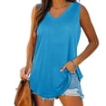 thumbnail image 2 of AherBiu Womens Tank Tops V Neck Basic Solid Color Tops Flowy Loose Fitted Summer Sleeveless Camis Shirts, 2 of 6