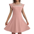 thumbnail image 1 of MIASHUI Girls Summer Casual Party Dress with Ruffle Sleeves and Mesh A-Line Design Featuring Convenient Pockets for Kids Pink,5-6 Years, 1 of 4