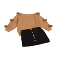 thumbnail image 2 of Little Girl‘s Suit  Long Sleeve  Neck Pompom Knitwear Decorative Button Skirt, 2 of 6