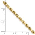 thumbnail image 2 of Diamond2Deal 14K Yellow Gold 3mm Semi Solid Diamond-cut Rope Chain Necklace for Women 16", 2 of 6