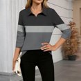 thumbnail image 4 of FRSASU Womens Tops 3/4 Sleeve V Neck Shirts Color Block Casual Business Basic Tees Summer Tops Gray M(M), 4 of 5