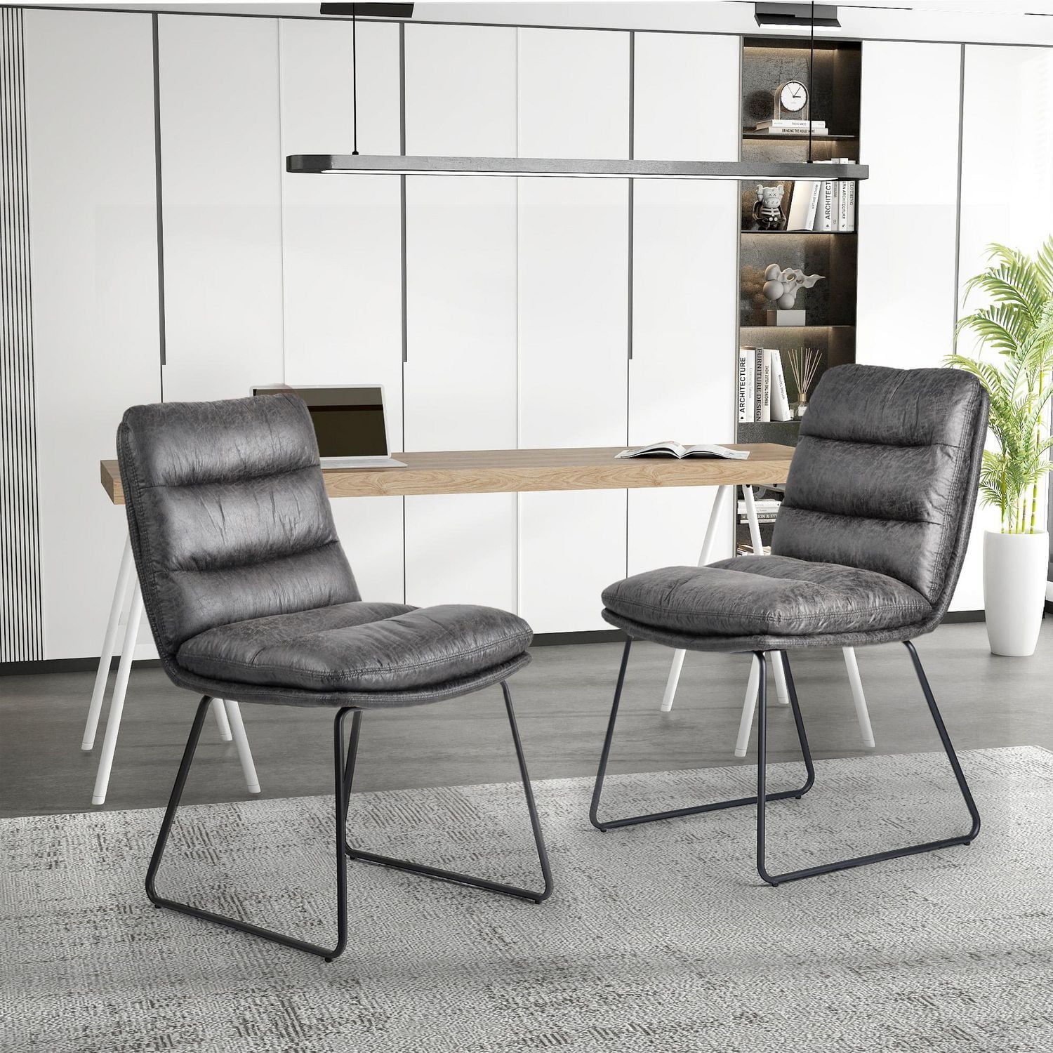 Homy Casa 5 Piece Dining Room Set - Rectangular Dining Table and 4 Industrial Side Chairs for 4 Person