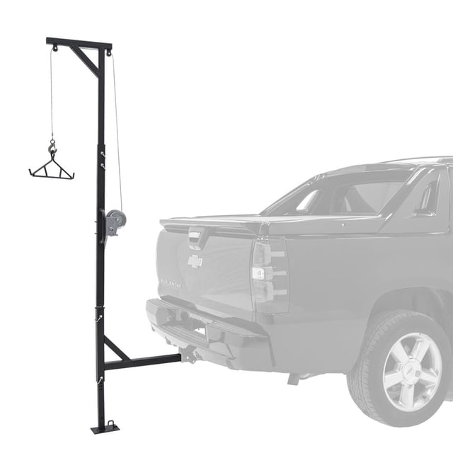 Kill Shot Hitch Mounted Steel Deer Hoist with Swivel, 500 Pound Capacity, Black