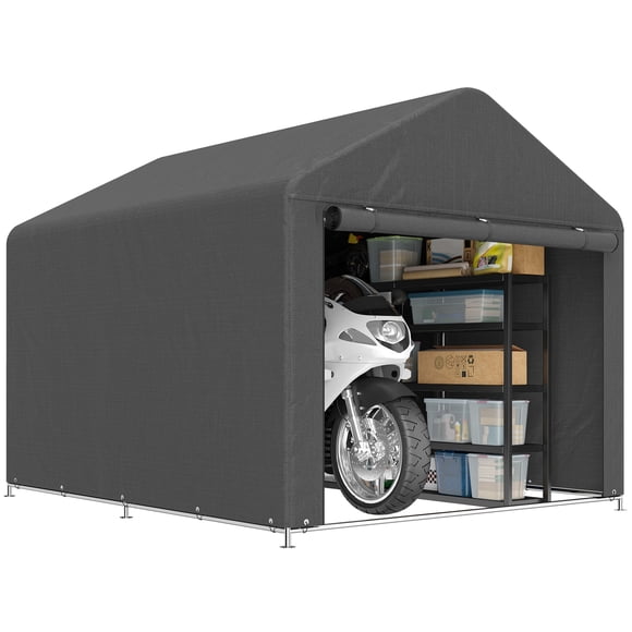 Outsunny 6.6' x 7.8' Portable Shed, Waterproof Bike Tent, Dark Grey