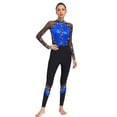 thumbnail image 1 of Jizyo Women's Long Sleeve Dance Unitard Shiny Rhinestone Full Body Suits One Piece Jumpsuits Blue M, 1 of 7