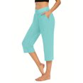 thumbnail image 1 of Plebaso Pantalons Capri pour Femmes Taille Haute Croisée Pantalons de Yoga Décontractés Raccourcis avec Poches, 1 of 7