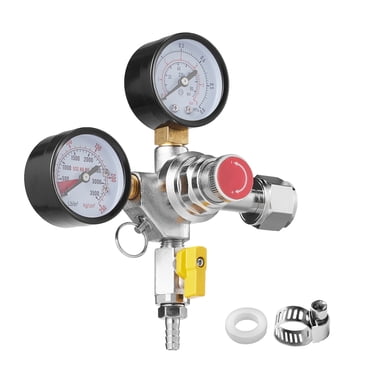 VEVOR Régulateur à Double Calibre, Calibre de Régulateur de CO2 avec 0-60 Psi, Système de Gaz à Calibre CO2 Robuste, Régulateur de Bière Brouillade avec Clapet Antiretour, Régulateur de Pression Réglable pour Bière Brouillade Brassage à Domicile, CGA320