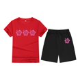 thumbnail image 4 of FAOWME T-Shirt Enfant Imprimé Lettres Colorées Col Rond Manches Courtes pour Filles Garçons T-Shirts Tee Tops Rouge 6-7 Ans, 4 of 4